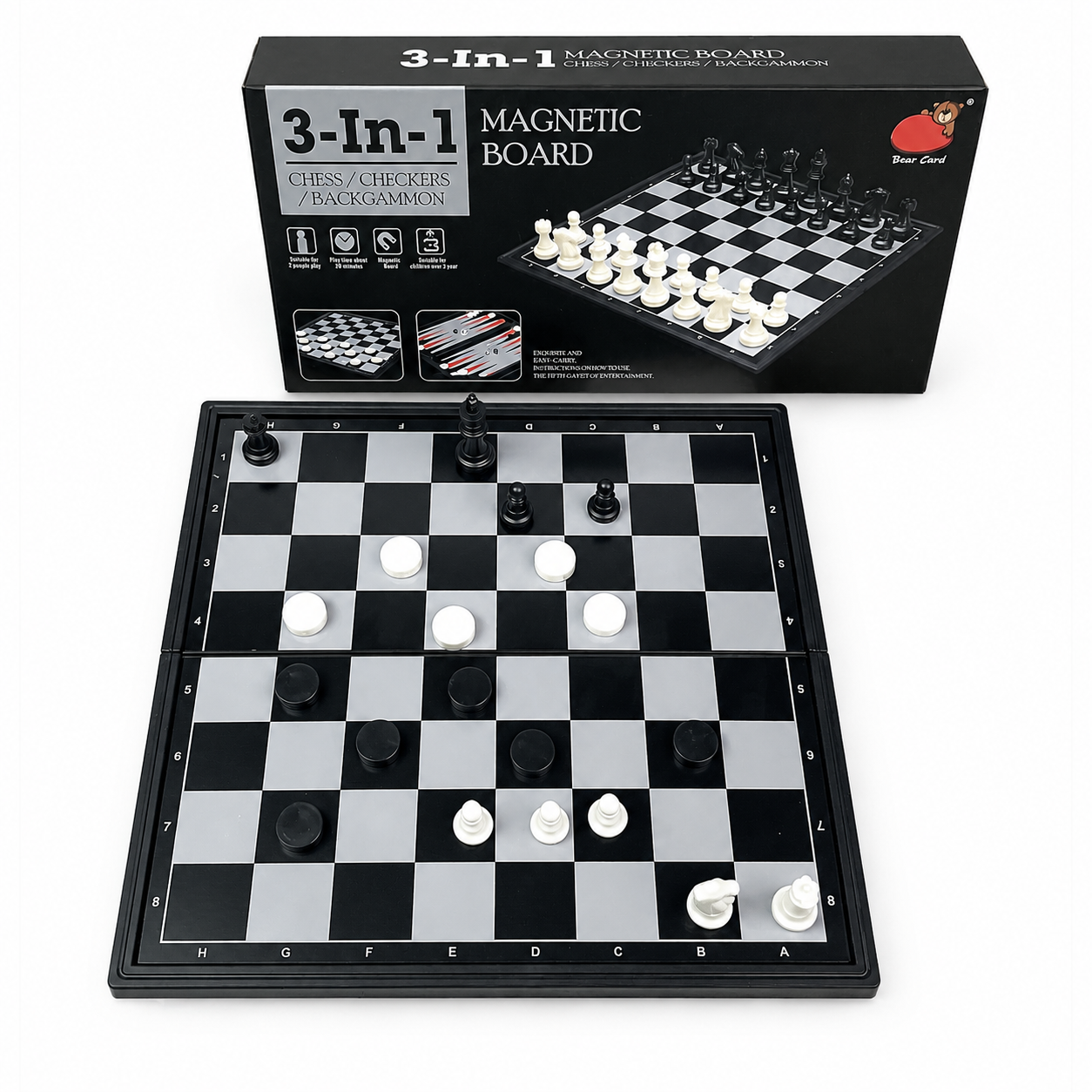 Magnetic Travel Chess - 19.1x19.7cm 3 in 1 Folding Magnetic