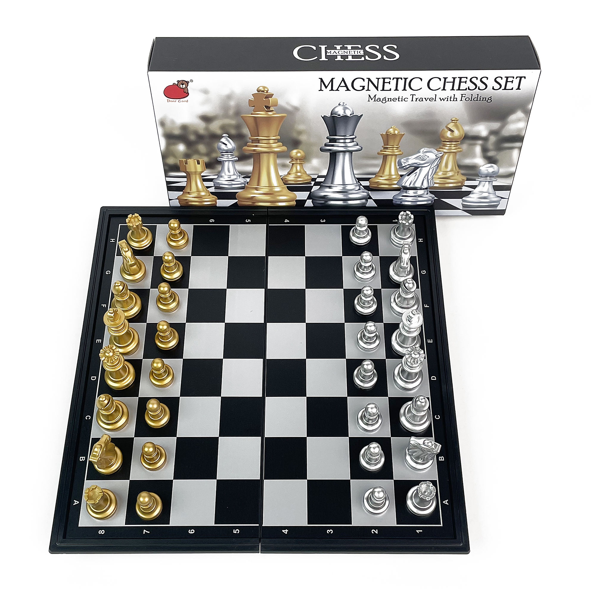 Magnetic Travel Chess - 25cm X 25cm Foldable Magnetic Gold