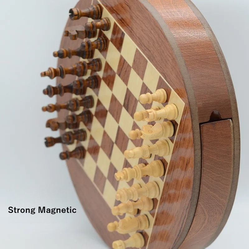 Round Solid Wood Magnetic Ches - Magnetic Travel Chess บทวิจารณ์และราคา