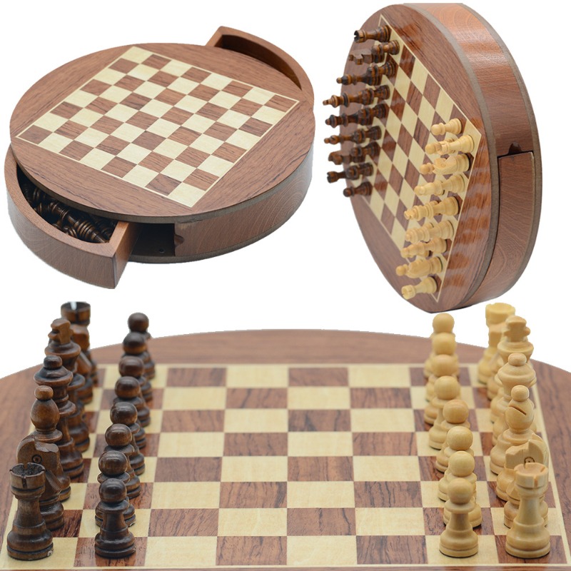 Round Solid Wood Magnetic Ches - Magnetic Travel Chess บทวิจารณ์และราคา