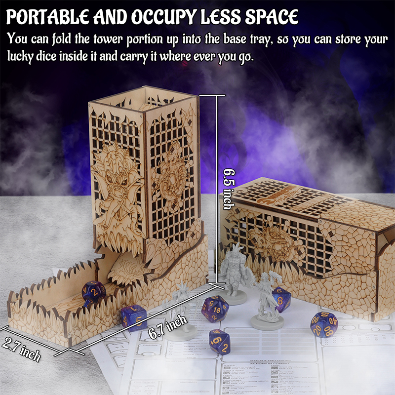 D&D Dice Tower with Tray Wood  - Dice Tower Wooden บทวิจารณ์และราคา