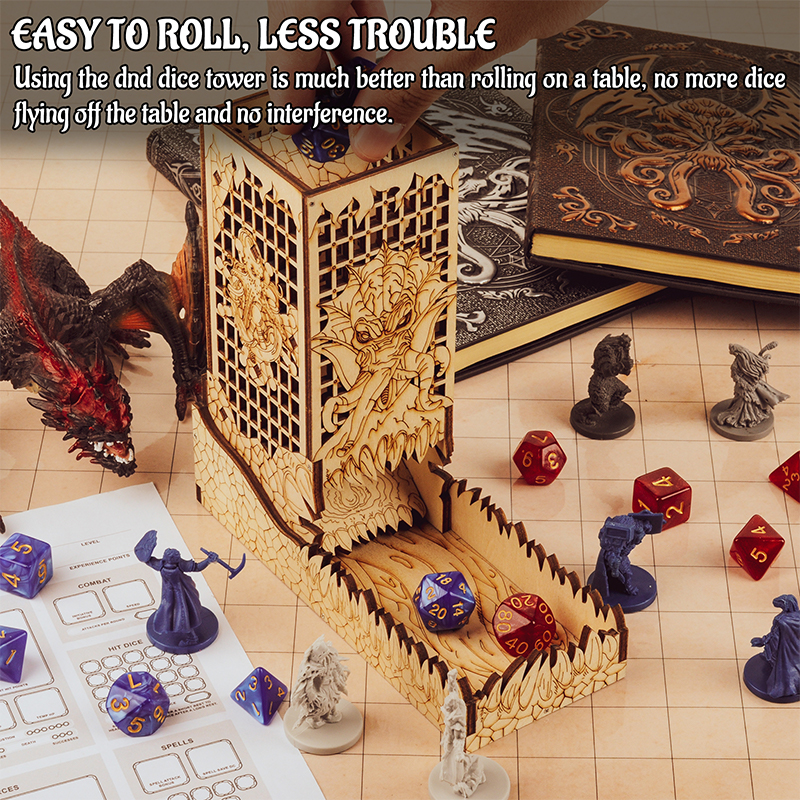 D&D Dice Tower with Tray Wood  - Dice Tower Wooden บทวิจารณ์และราคา