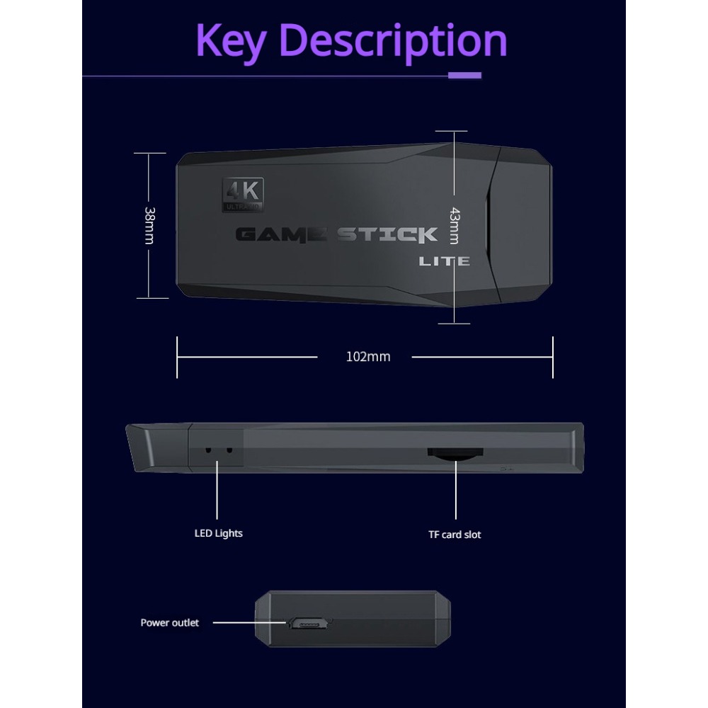 Portable 4K Retro Game Stick C - Board Game Journal บทวิจารณ์และราคา