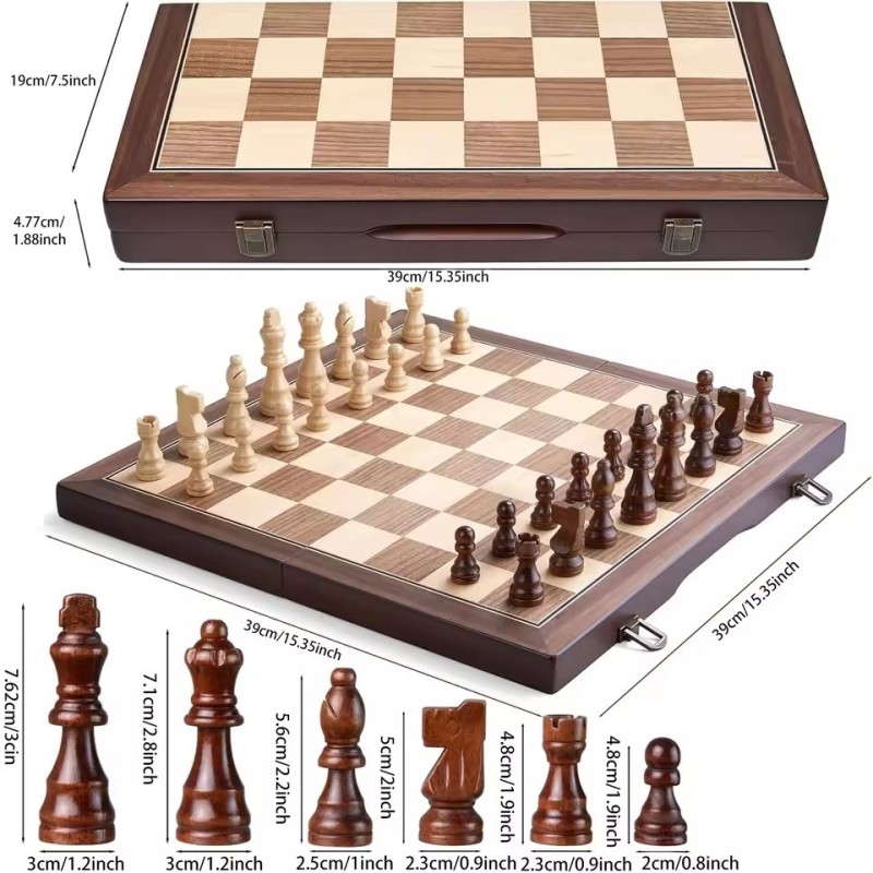 Wooden Magnetic Chess Set for  - Magnetic Travel Chess บทวิจารณ์และราคา