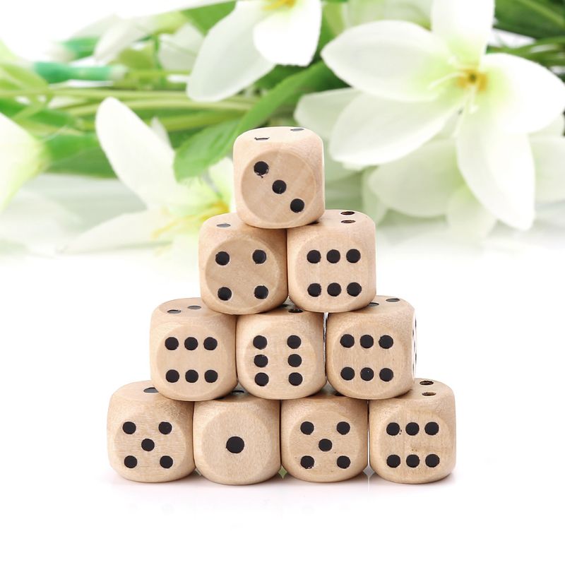10Pcs Wooden 6 Sided D6 Faces  - Dice Tower Wooden บทวิจารณ์และราคา